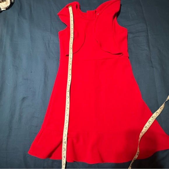 Red Ruffle Girl’s 10 Dress Stretch Jacquard Valentine’s Day Holiday Party Casual - Picture 8 of 8